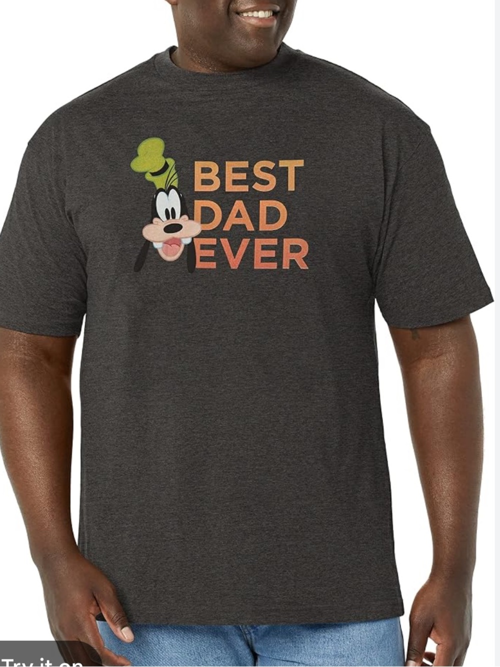 Disney Goofy Best Dad Ever T-Shirt Men’s 2XL XXL Gray Graphic Tee